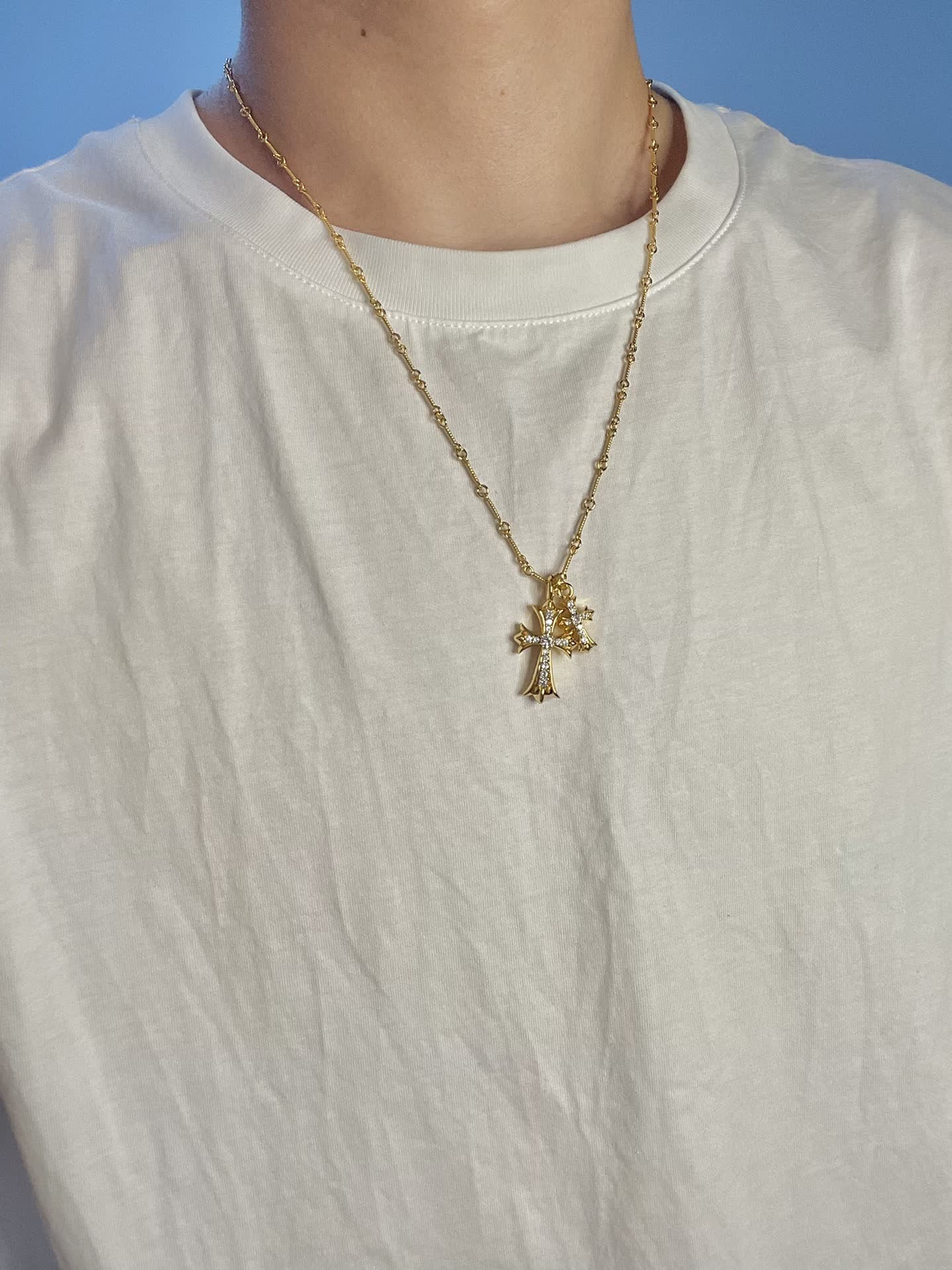 Chrome Hearts Gold Cross Pendant with Diamonds
